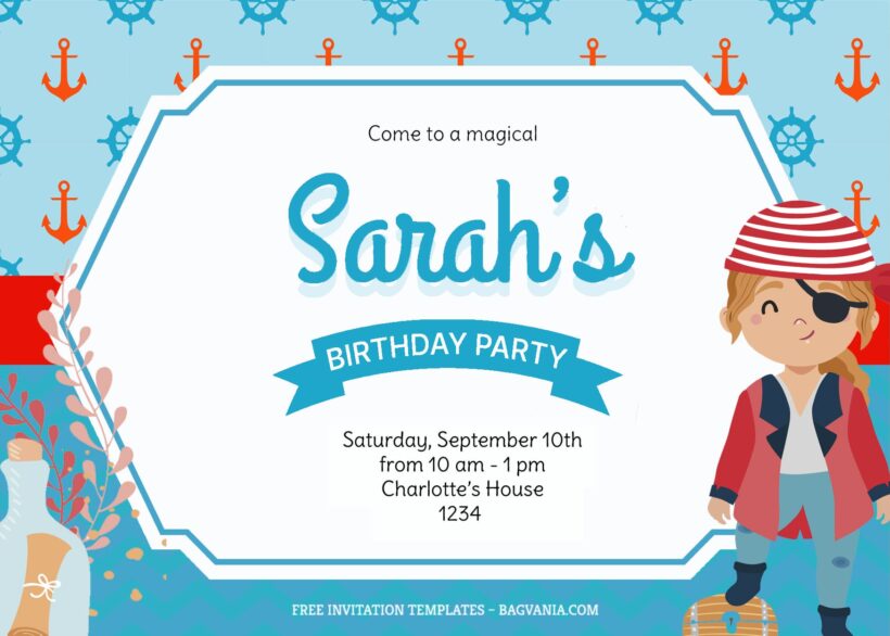 7+ Sweet Pirate Lady For Girls Birthday Invitation Templates