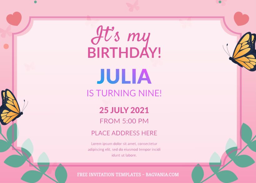 8+ Pretty Butterfly For Girls Birthday Invitation Templates