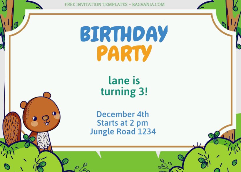 9+ Jungle Tiny Animals For Kids Birthday Invitation