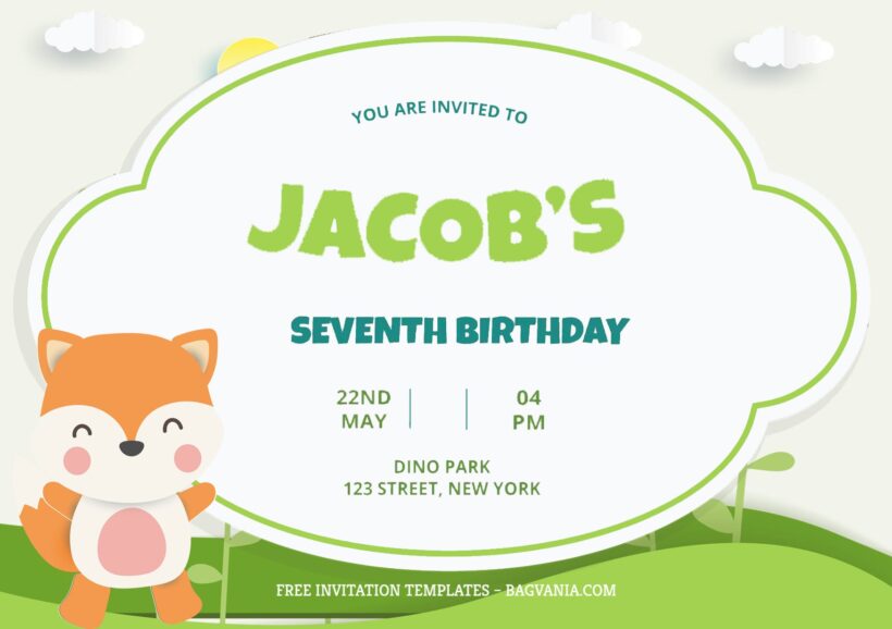 7+ Cute Cartoon Animals For Kids Birthday Invitation Templates