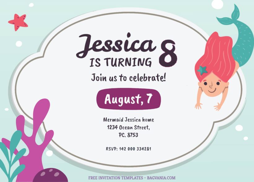 8+ Mermaid Sea Party For Girls Birthday Invitation Templates