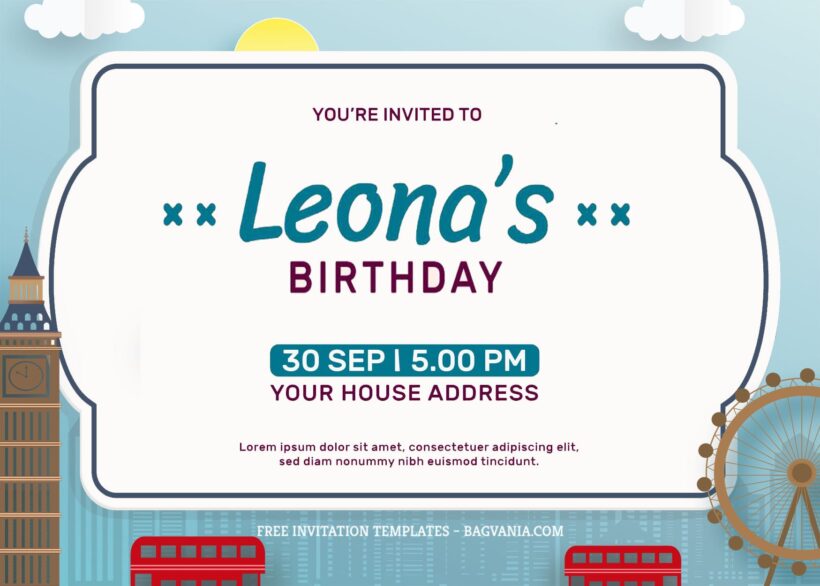 8+ Simple London Themes Birthday Card Invitation Templates