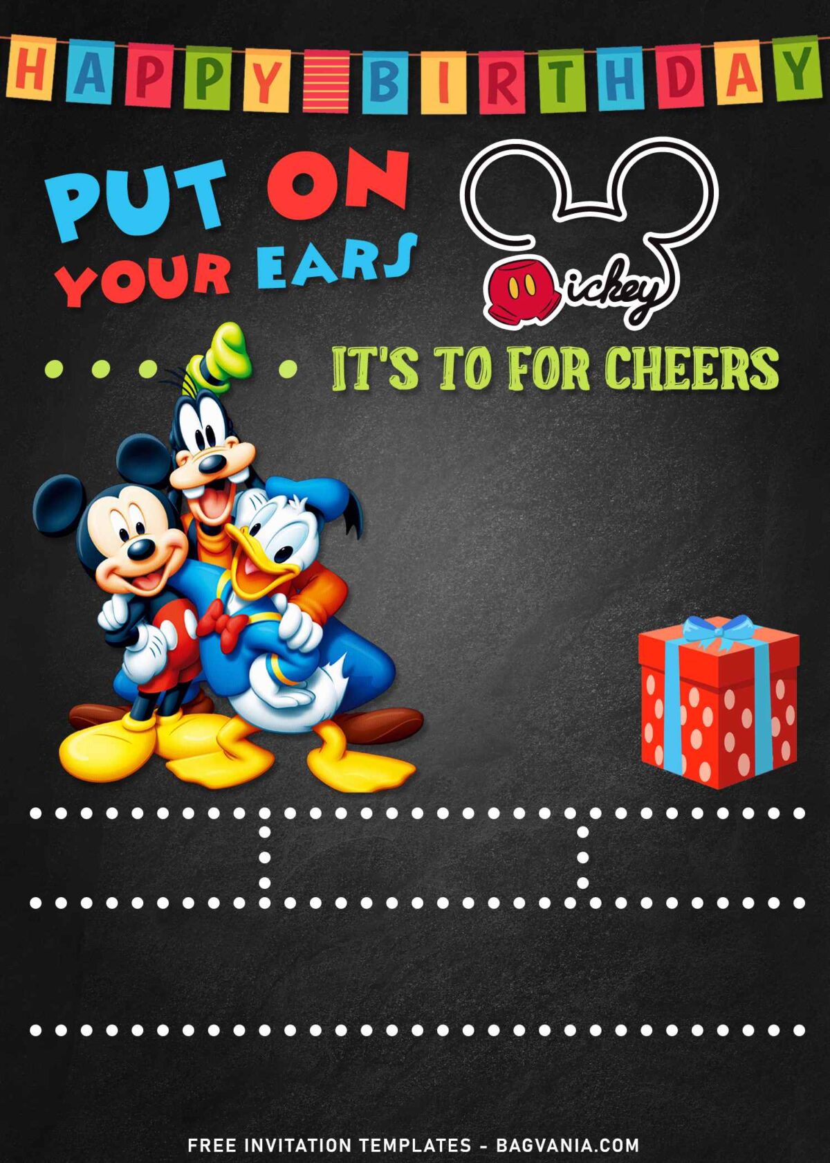 10+ Chalkboard Mickey Mouse Birthday Invitation Templates with Birthday gift boxes