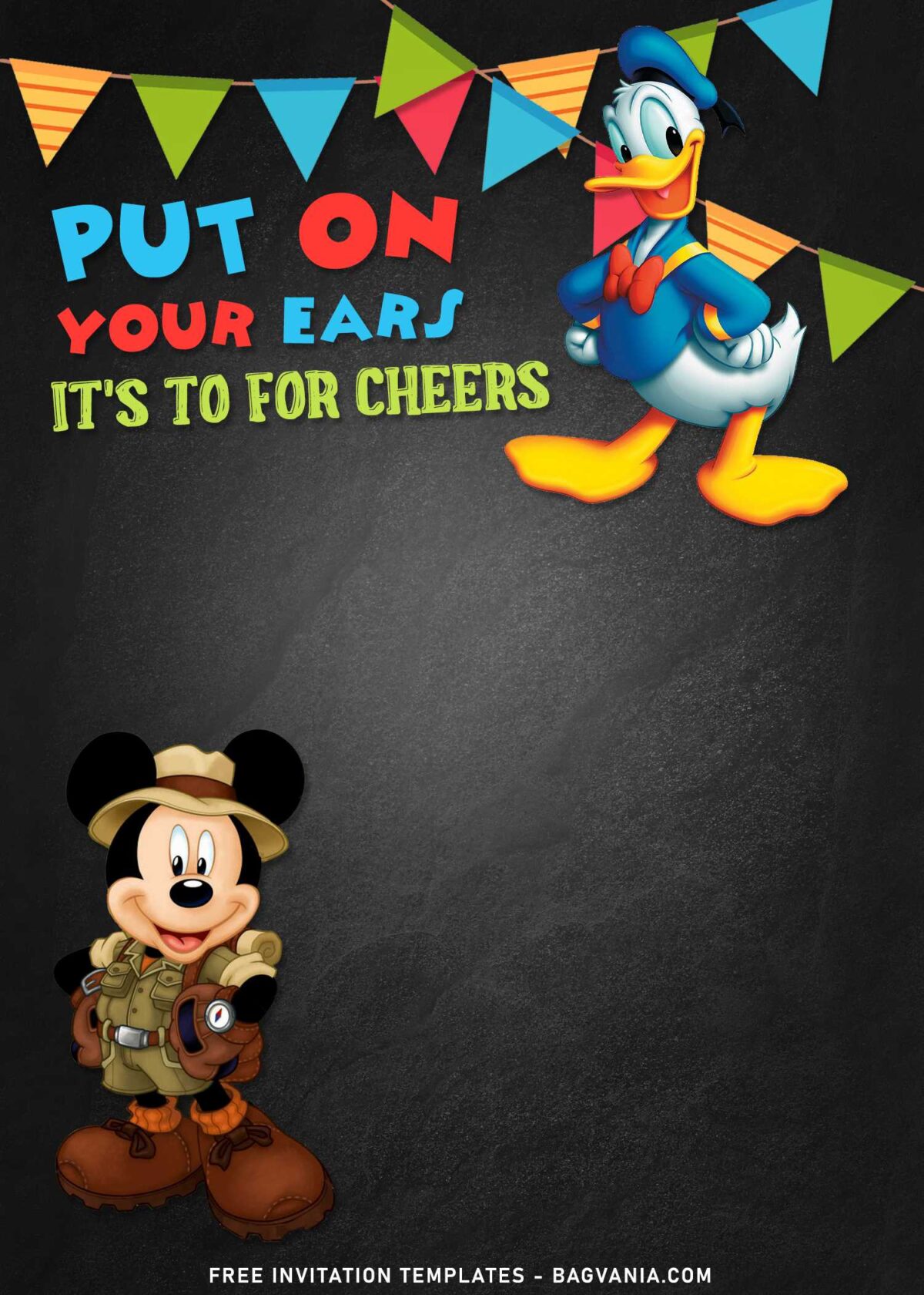 10+ Chalkboard Mickey Mouse Birthday Invitation Templates with Cute Donald Duck