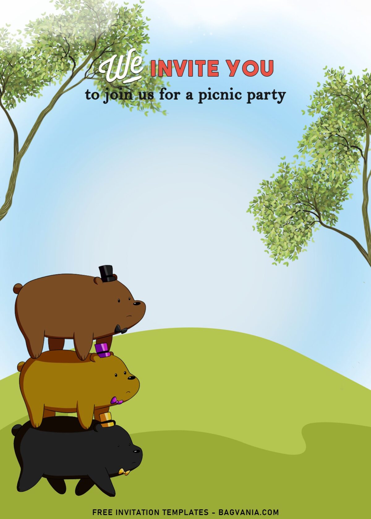 10+ We Bare Bears Birthday Invitation Templates with bear stack