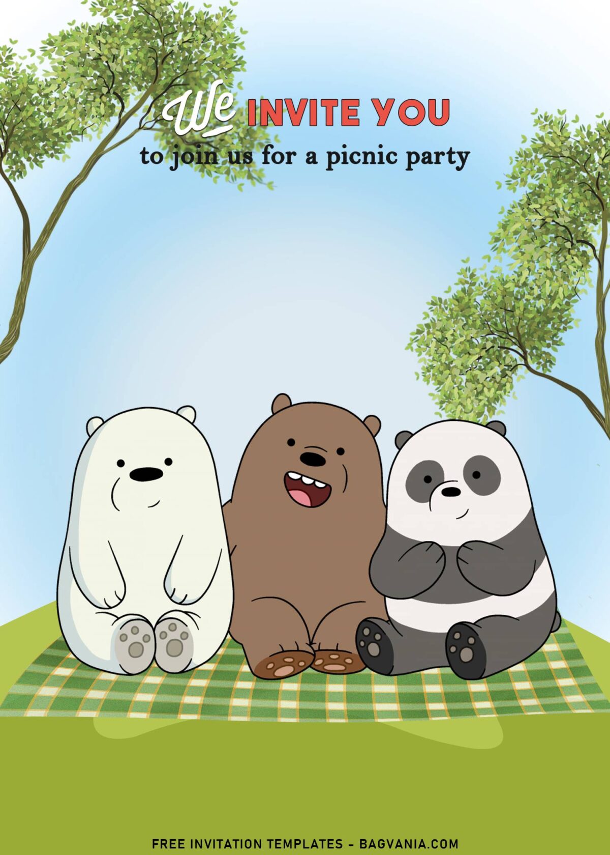 10+ We Bare Bears Birthday Invitation Templates with cute baby Panda