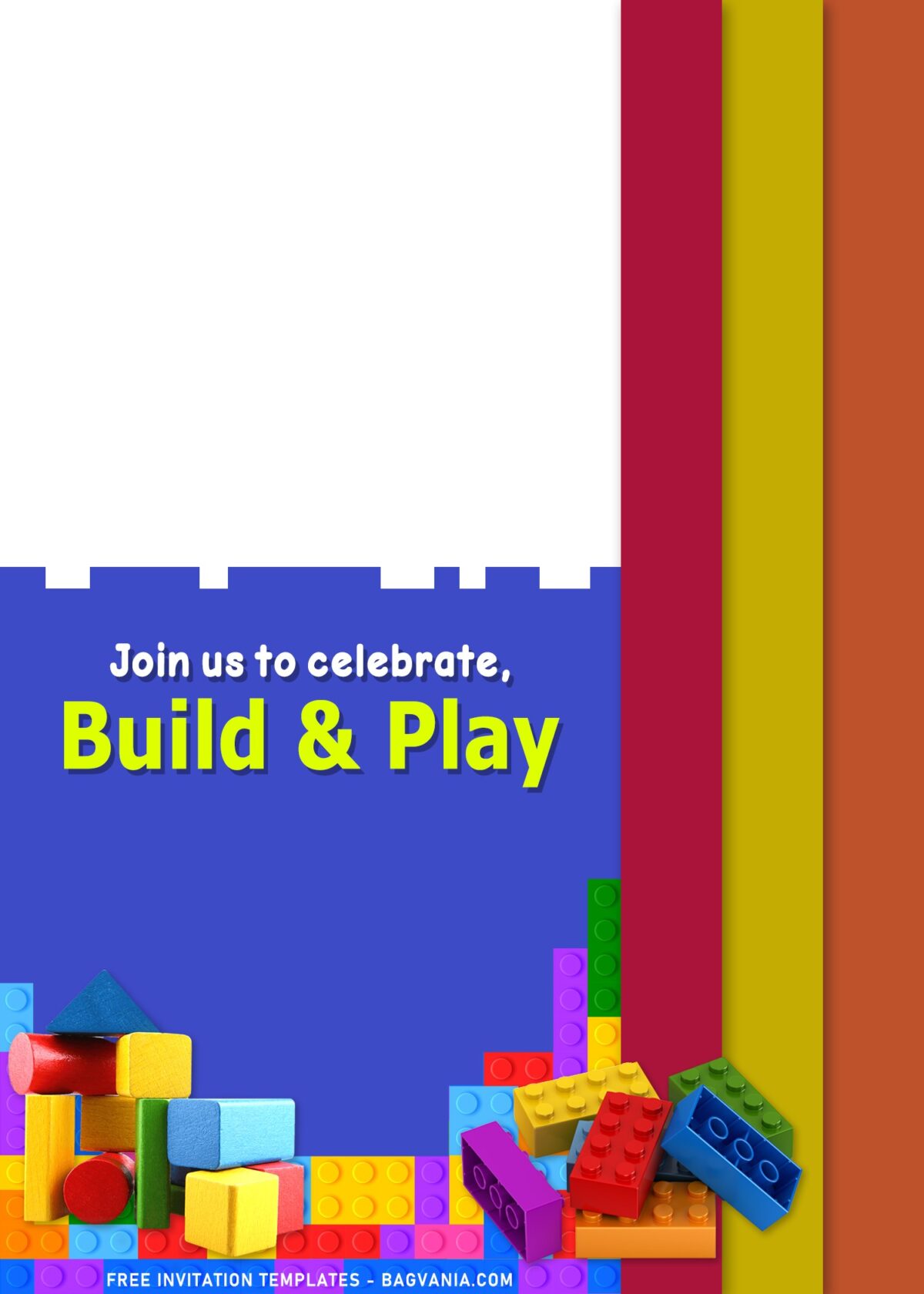 11+ Fun Building Blocks Party Birthday Invitation Templates with kids' toys