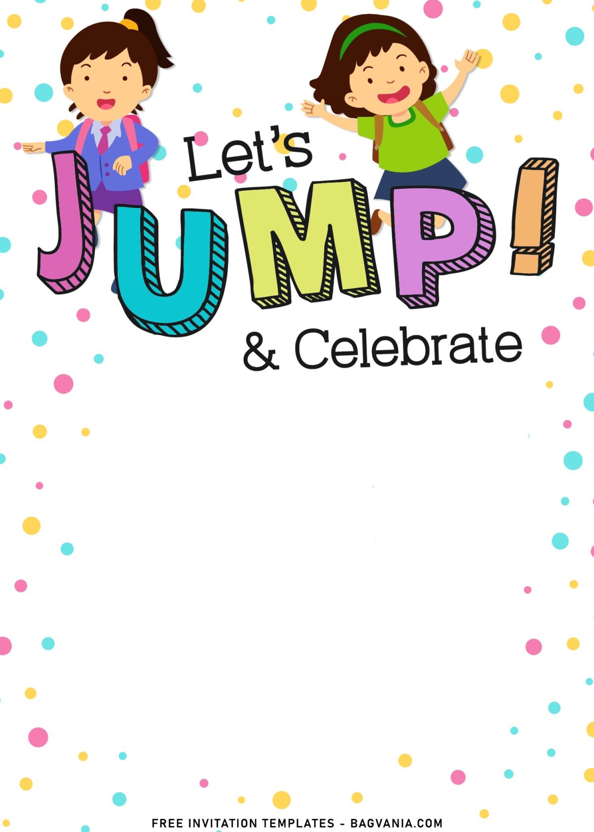 11+ Let’s Jump Party Invitation Templates For Your Kids Next Bash with happy kids
