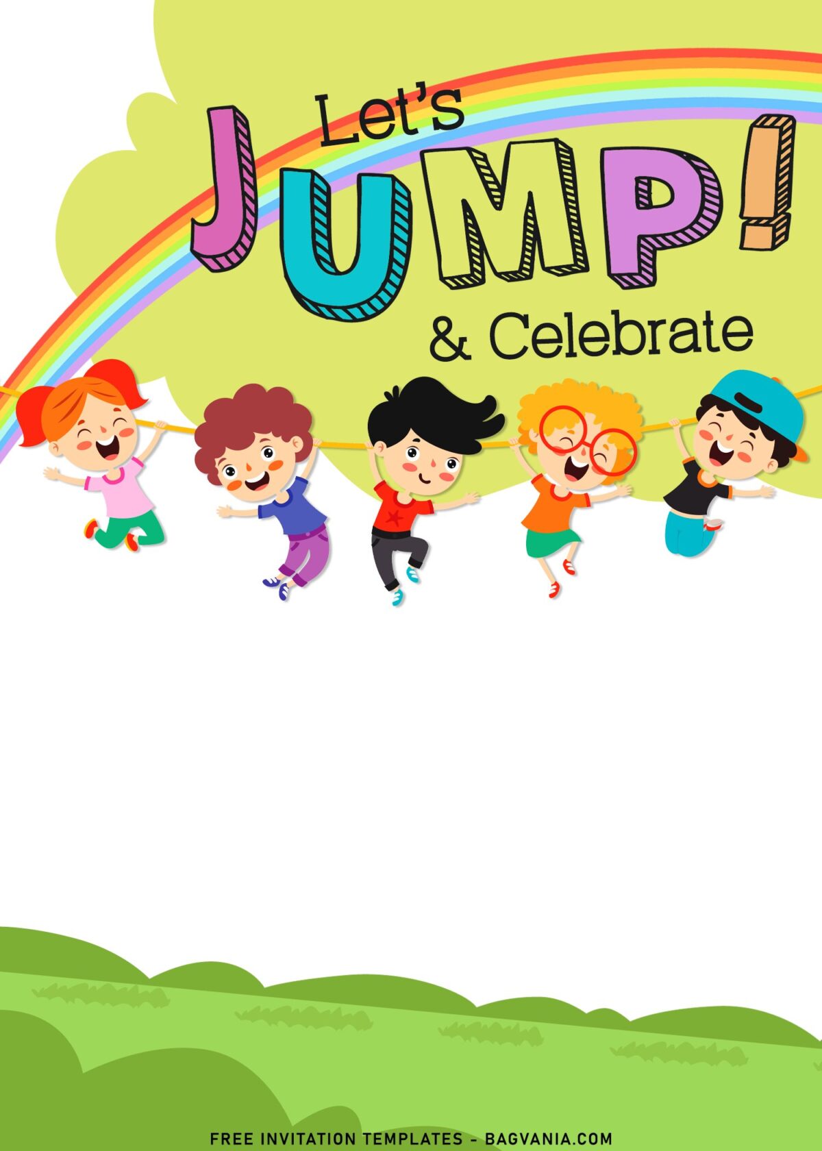 11+ Let’s Jump Party Invitation Templates For Your Kids Next Bash with cute rainow
