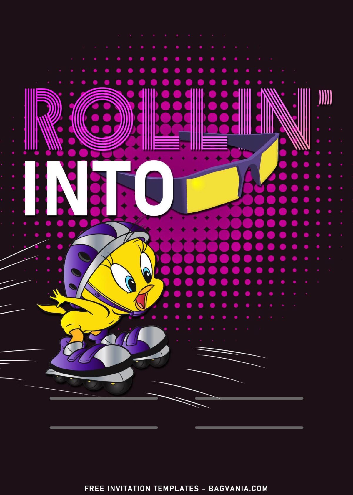 11+ Retro Roller Skating Birthday Invitation Templates with roller skating tween