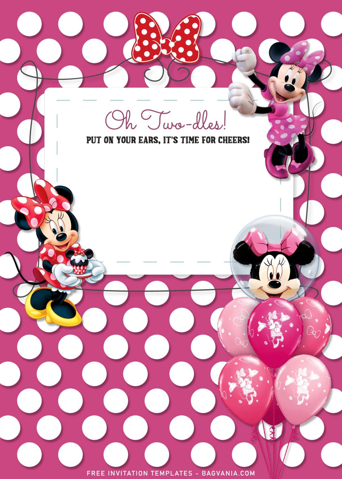 7+ Minnie Mouse Birthday Invitation Templates For Girls Birthday Of All Ages with Minnie Mouse balloons