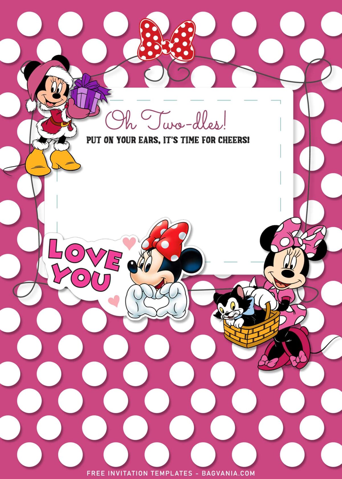 7+ Minnie Mouse Birthday Invitation Templates For Girls Birthday Of All Ages with cute Minnie Mouse sticker