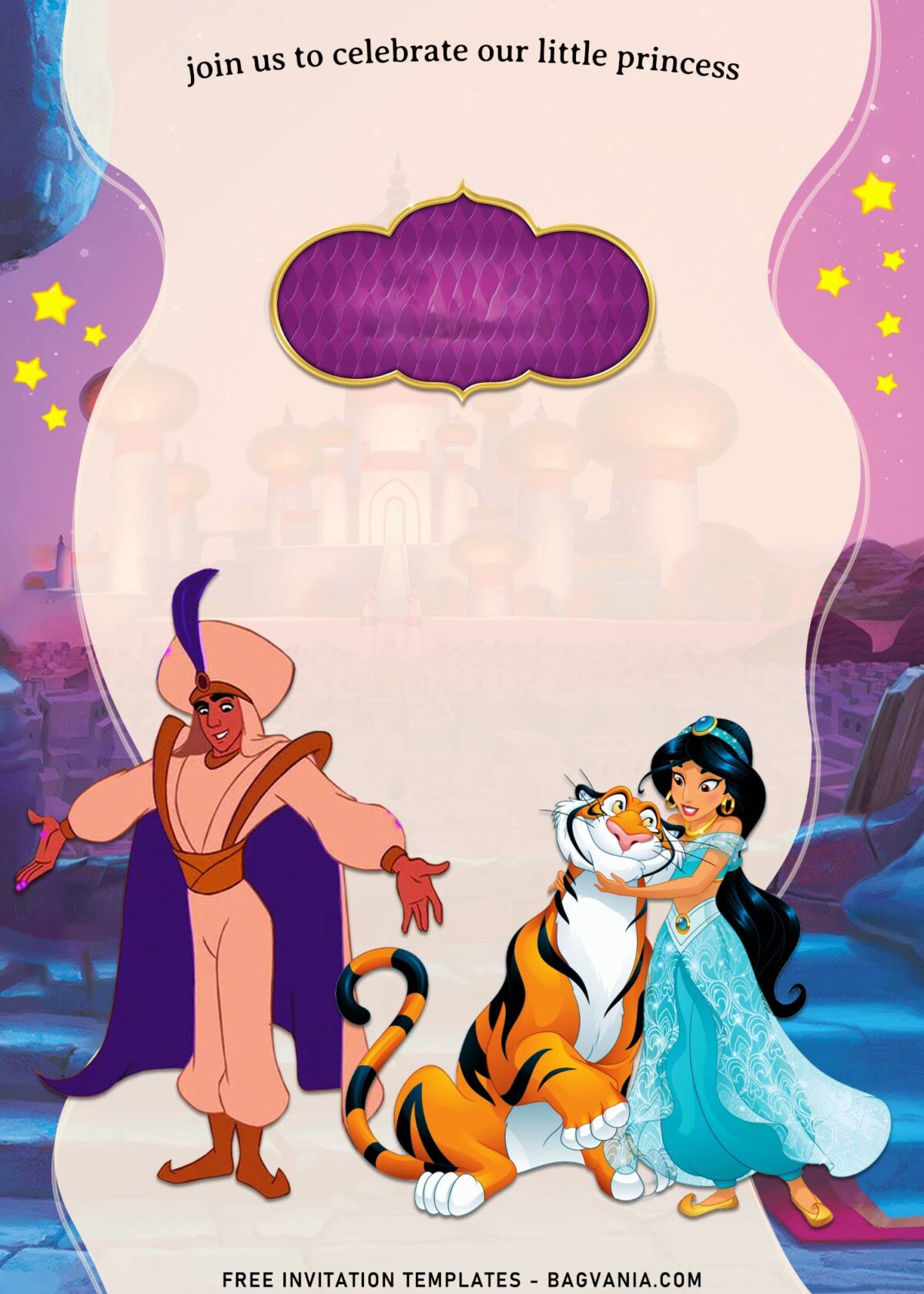 7+ Aladdin Birthday Invitation Templates For Kids Birthday with Jasmine