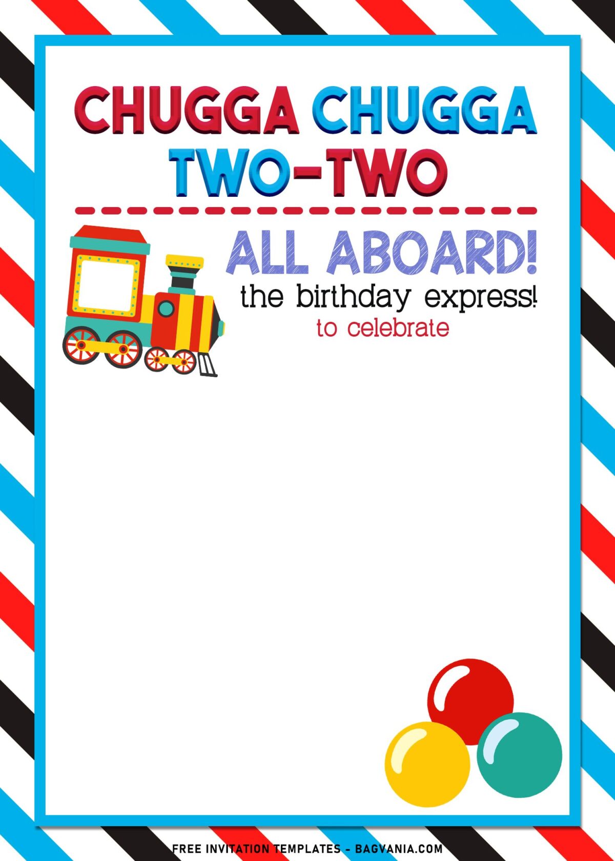 7+ Choo Choo Train Theme Birthday Invitation Templates with airmail border