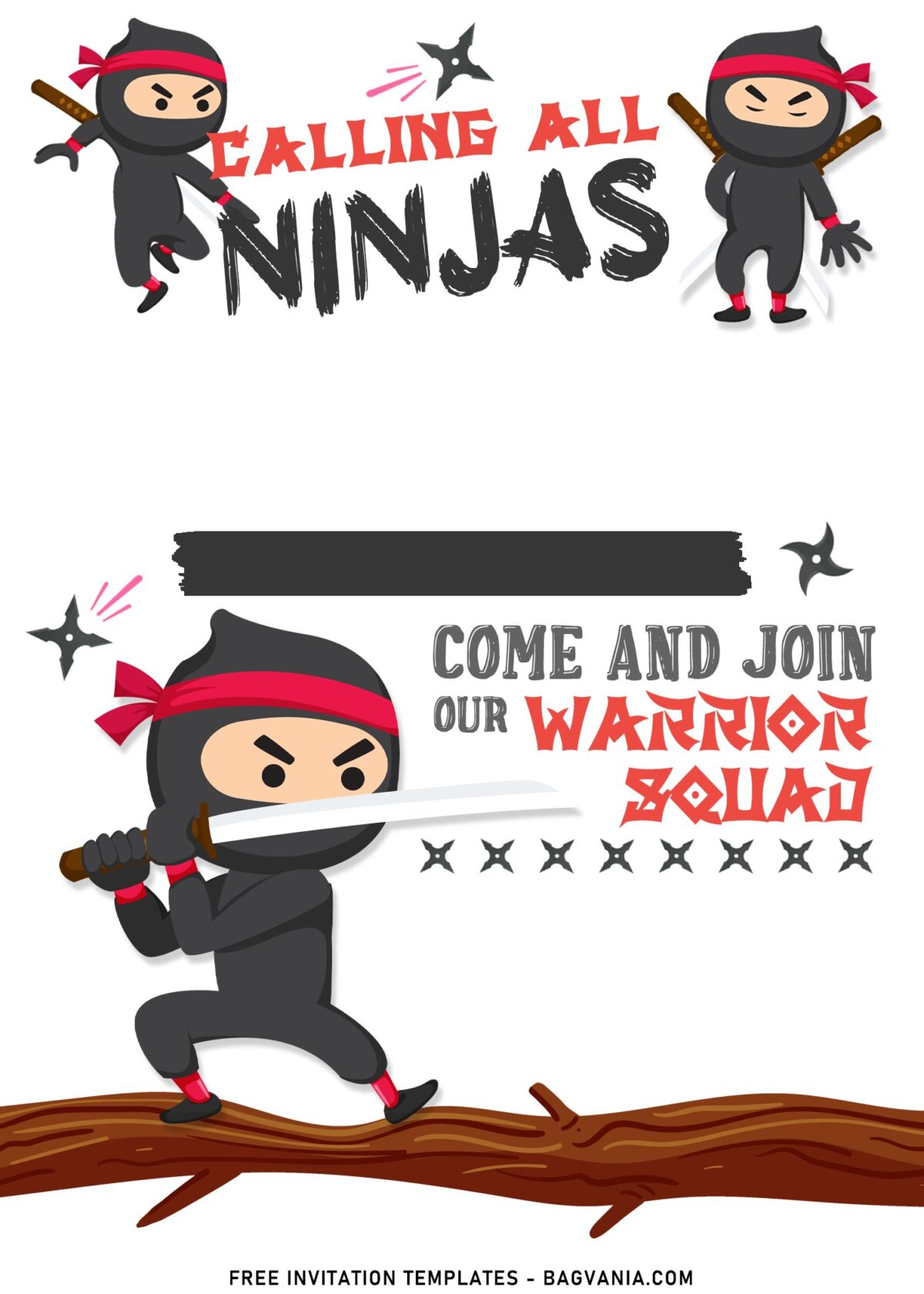 7+ Ninja Themed Birthday Invitation Templates For The Boys Birthday with Super awesome Ninja Poses