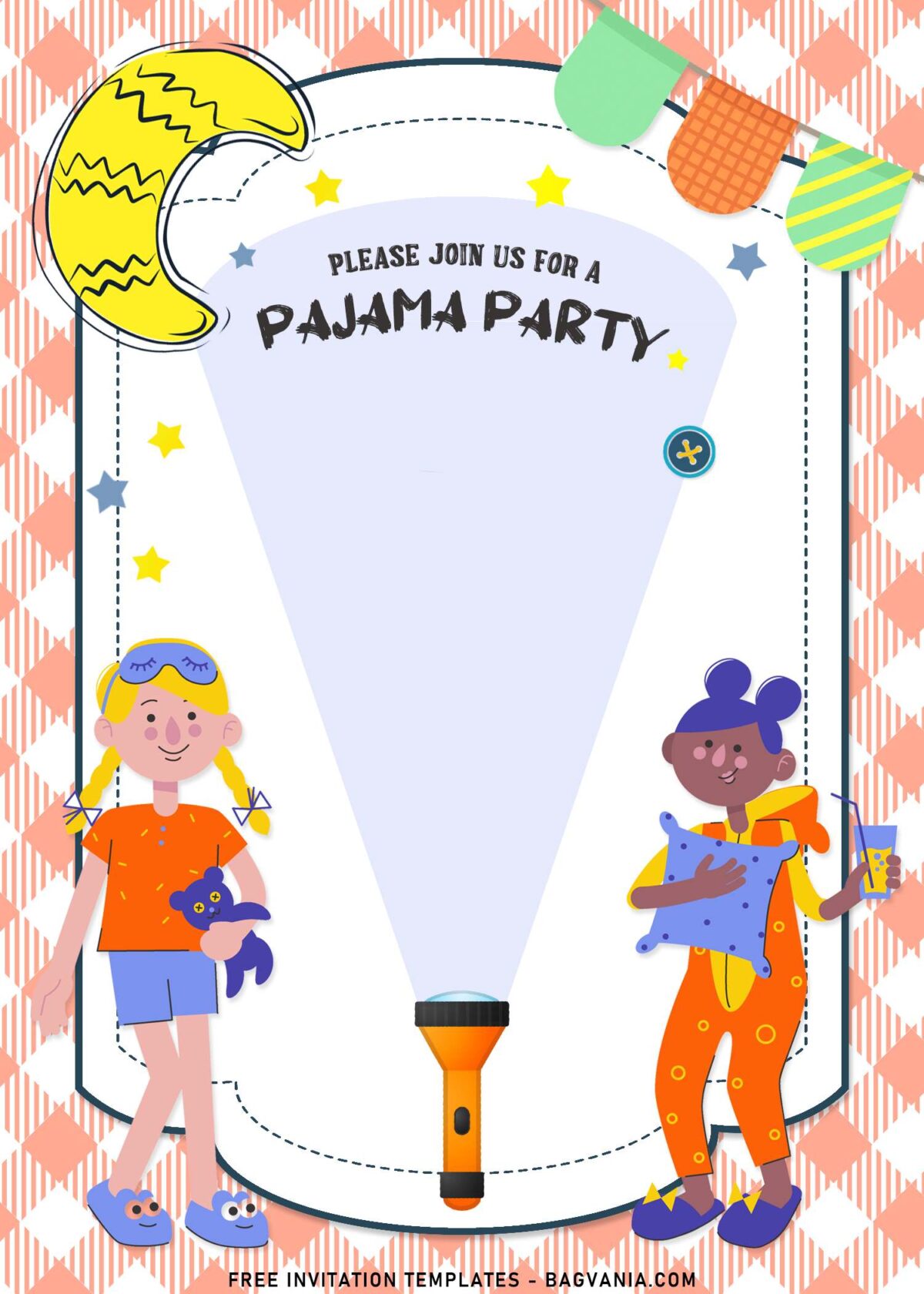 7+ Pajama Party Invitation Templates To Celebrate Your Kid's Birthday with kids in cute pajama