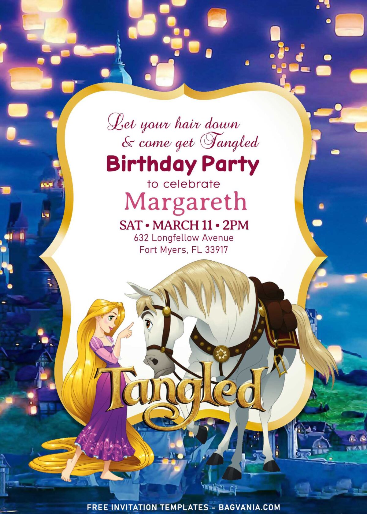 7+ Disney Tangled Rapunzel Birthday Invitation Templates