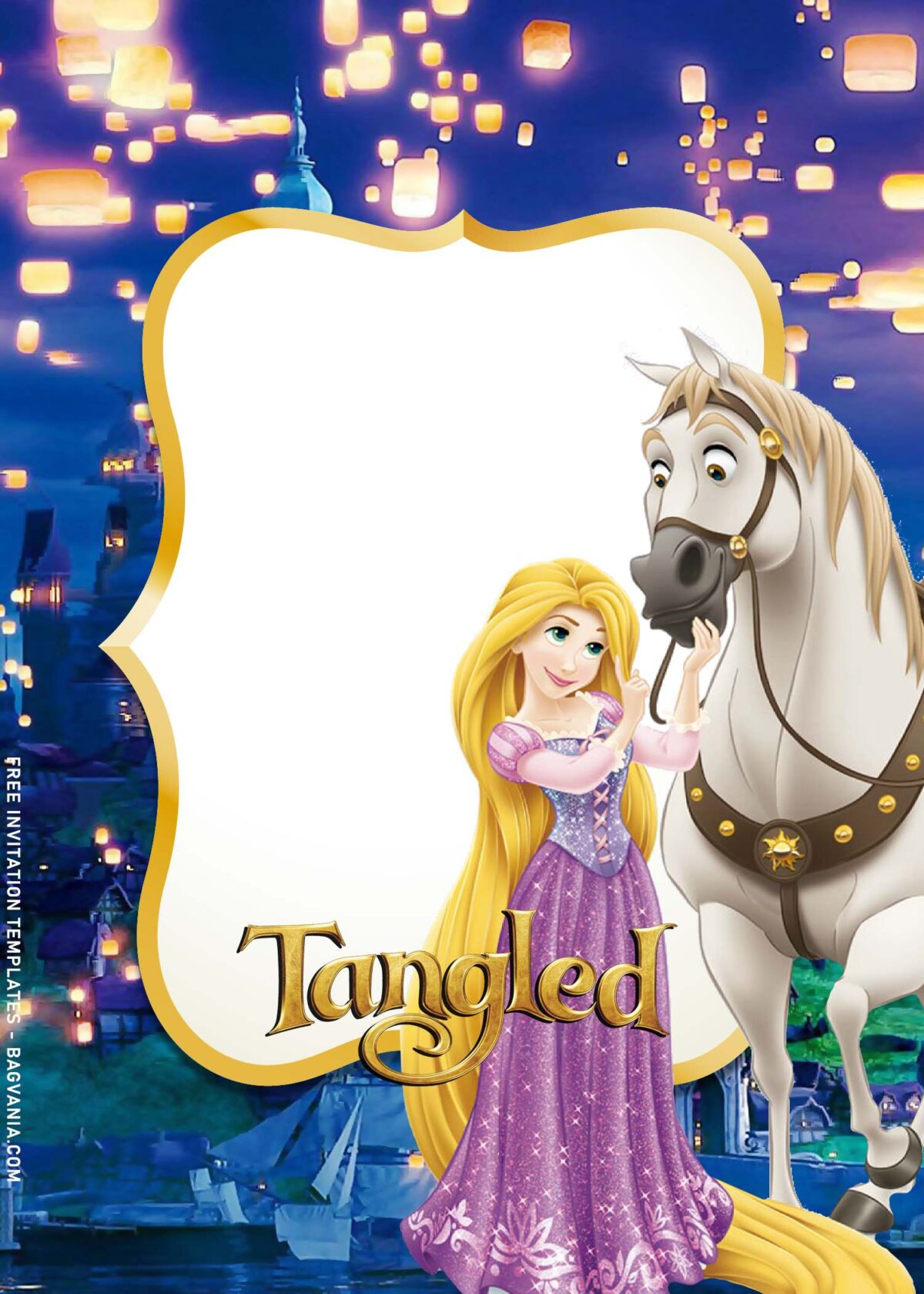 7+ Disney Tangled Rapunzel Birthday Invitation Templates with Stunning Thousand Lantern scene