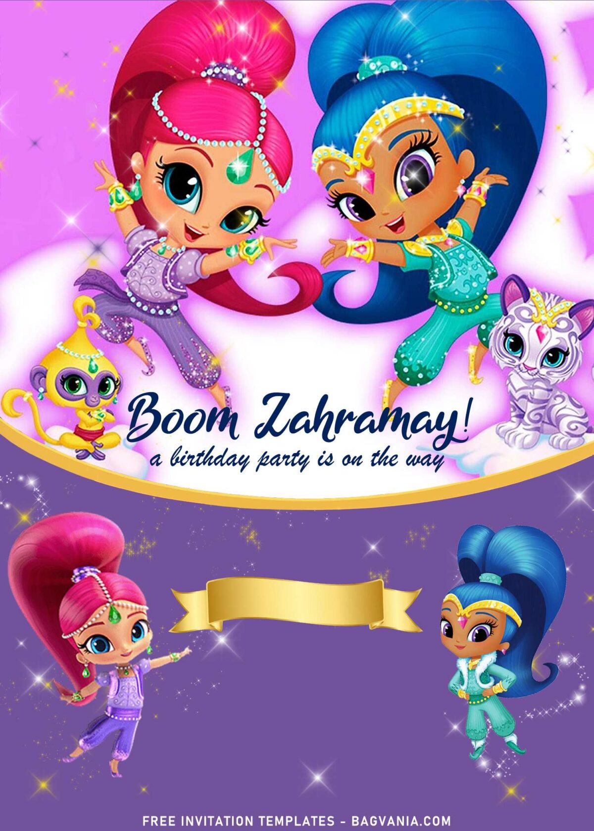 7+ Shimmer And Shine Birthday Invitation Templates with pink background