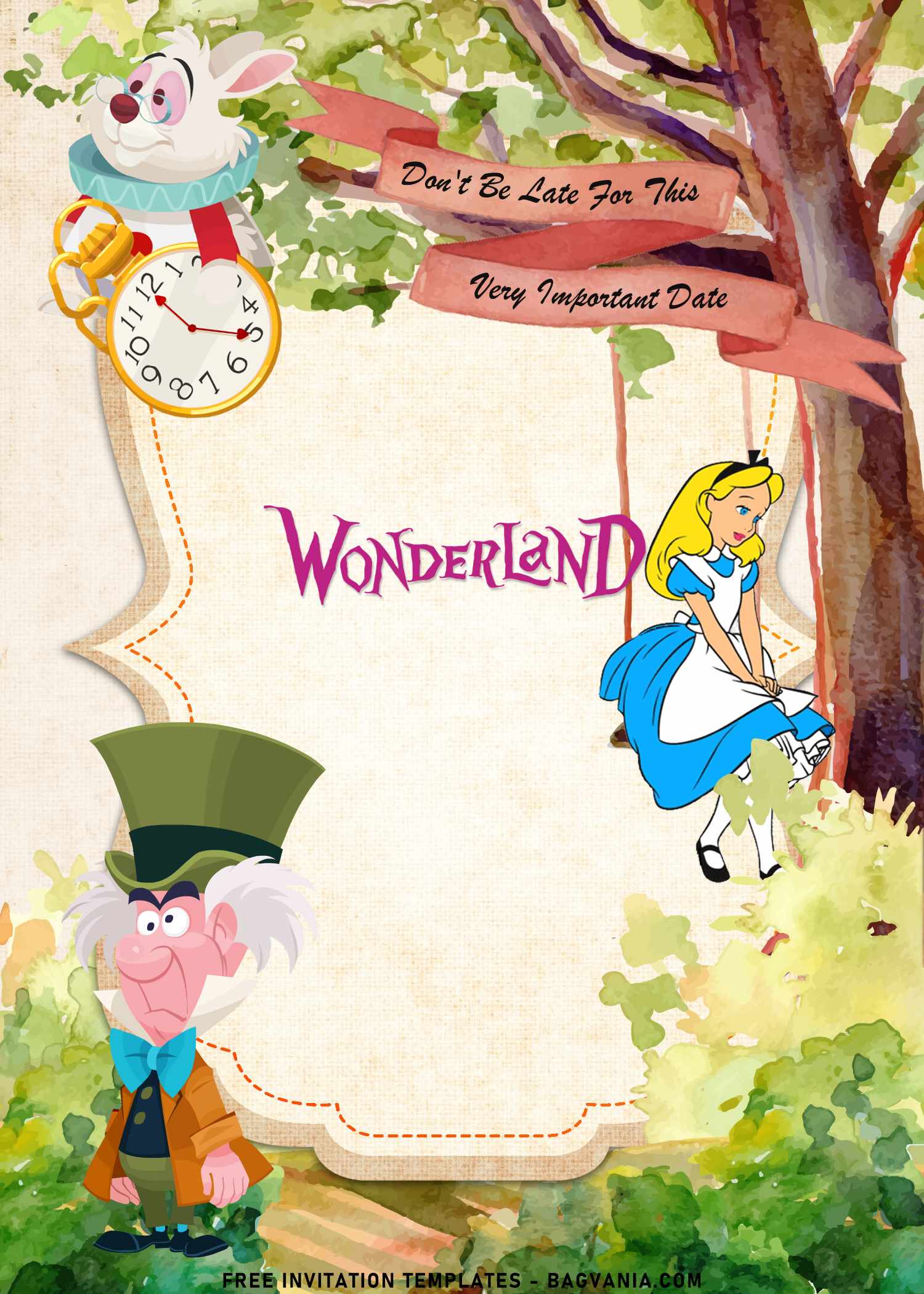 Alice In Wonderland Invitation Templates