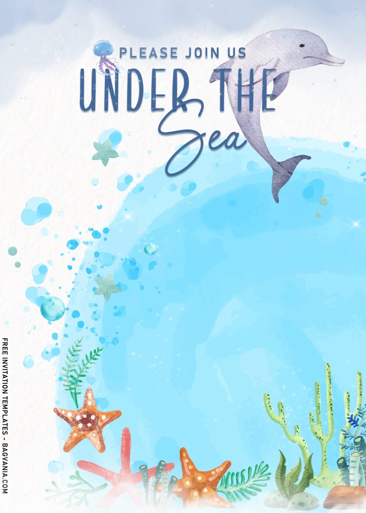 7+ Under The Sea Themed Birthday Invitation Templates with Watercolor Dolphin