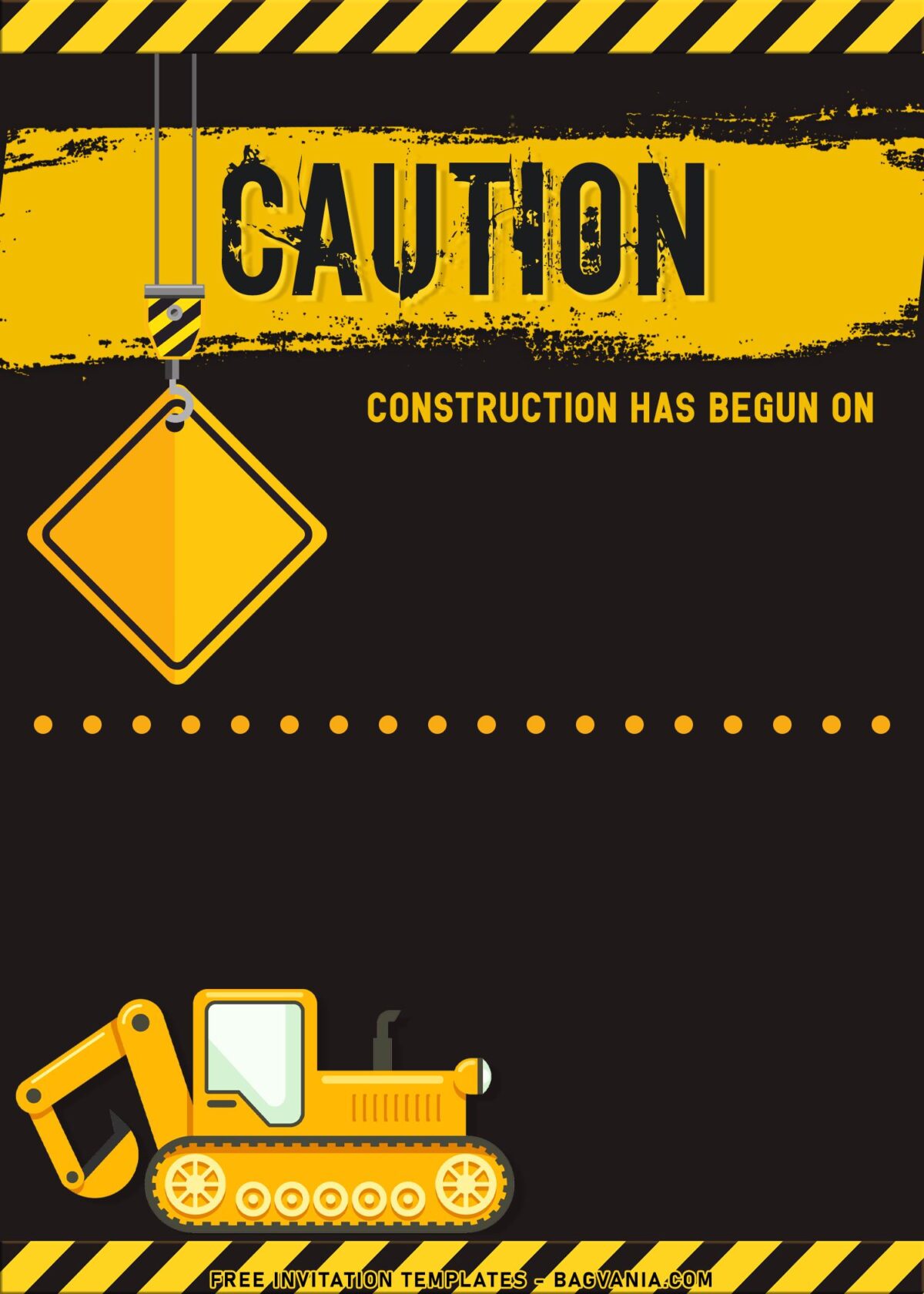 8+ Construction Birthday Invitation Templates with Warning sign