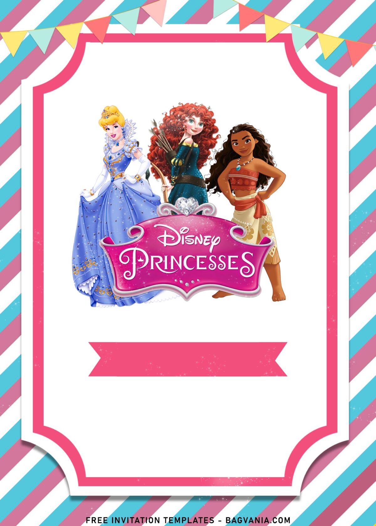 8+ Pink Glam Disney Princess Birthday Invitation Templates with Disney Merida