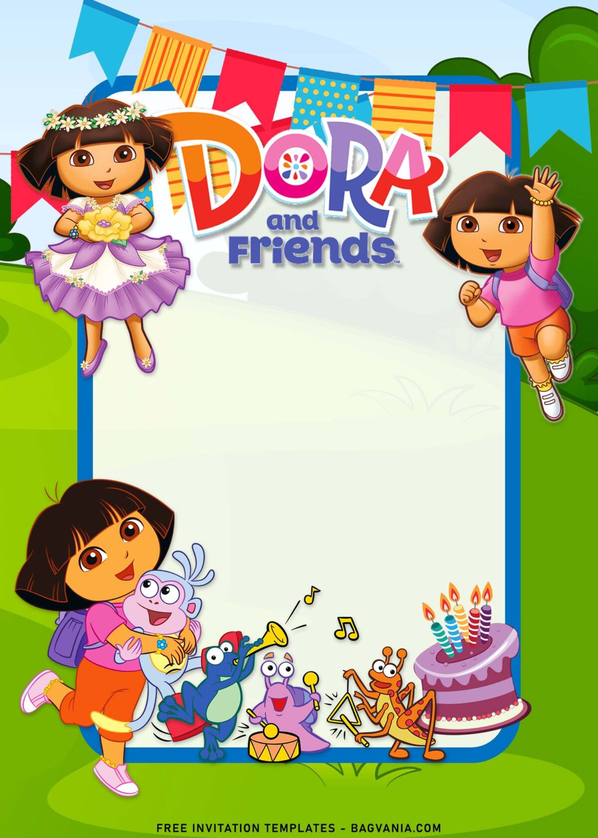 8+ Dora The Explorer Birthday Invitation Templates with birthday cake