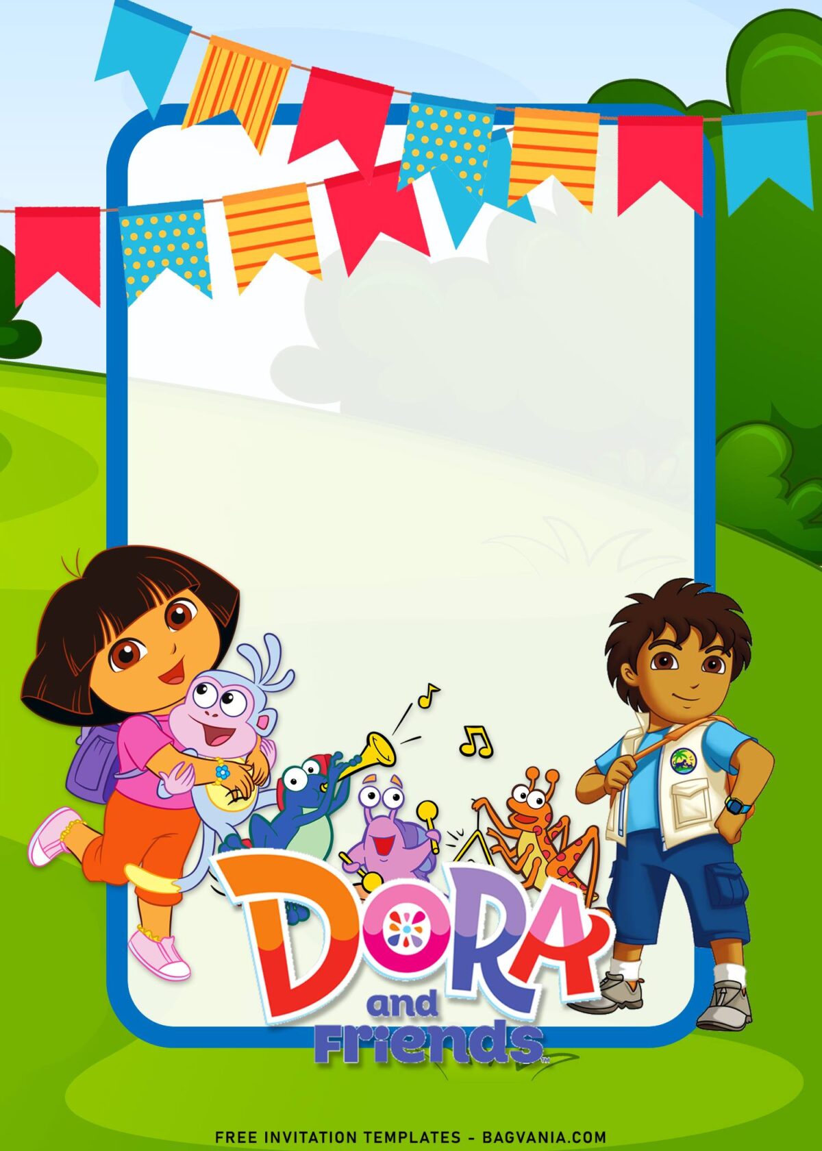 8+ Dora The Explorer Birthday Invitation Templates with Diego and the crickets band