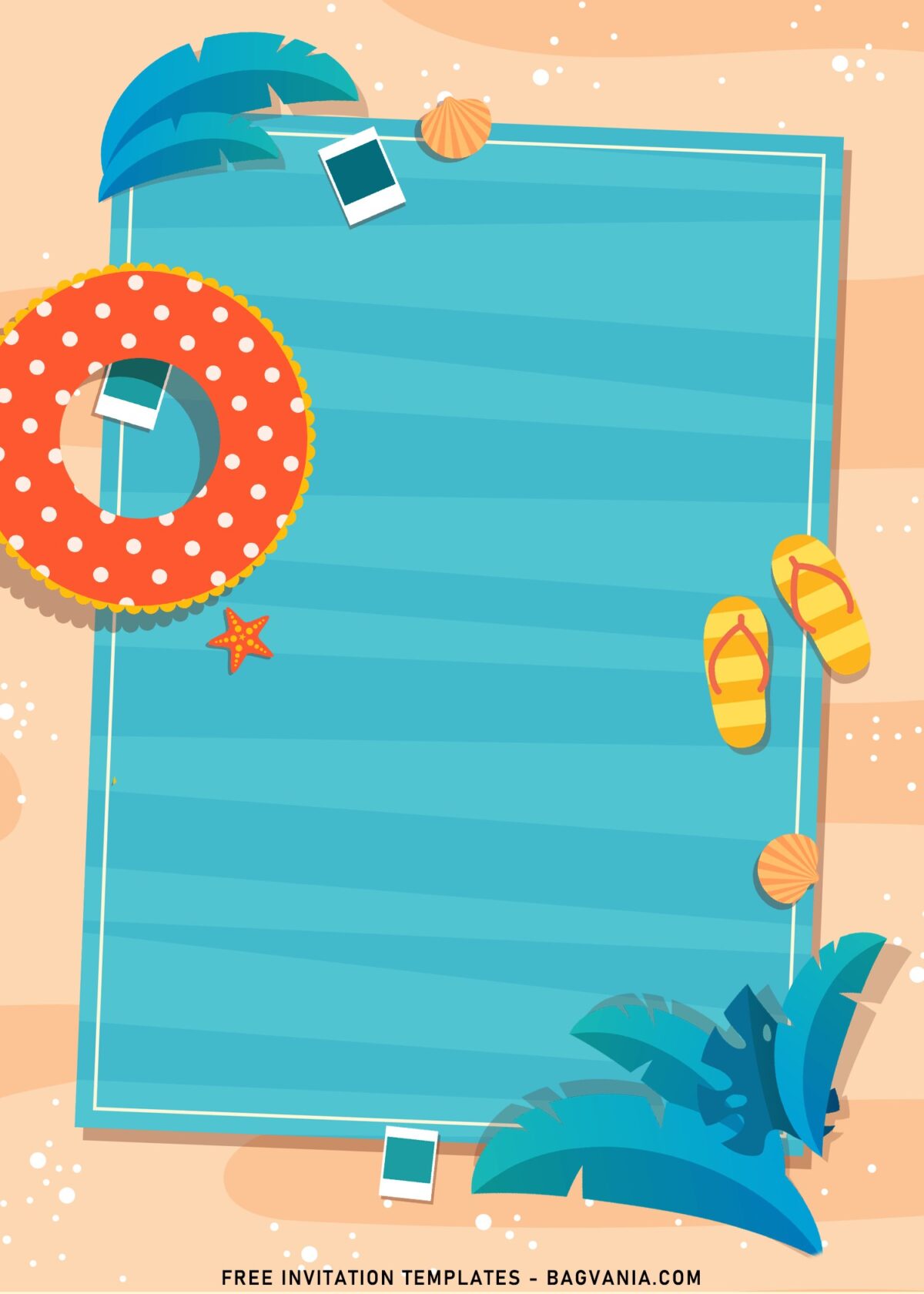 8+ Fun Summer Pool Kids Birthday Invitation Templates with beach sandals