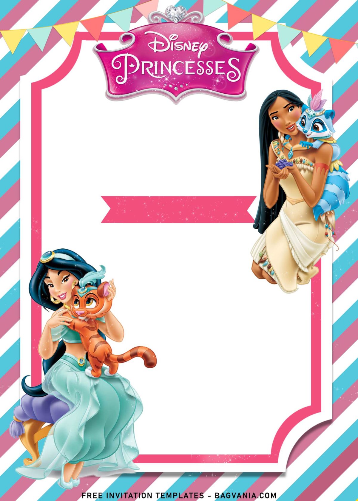 8+ Pink Glam Disney Princess Birthday Invitation Templates with Pocahontas