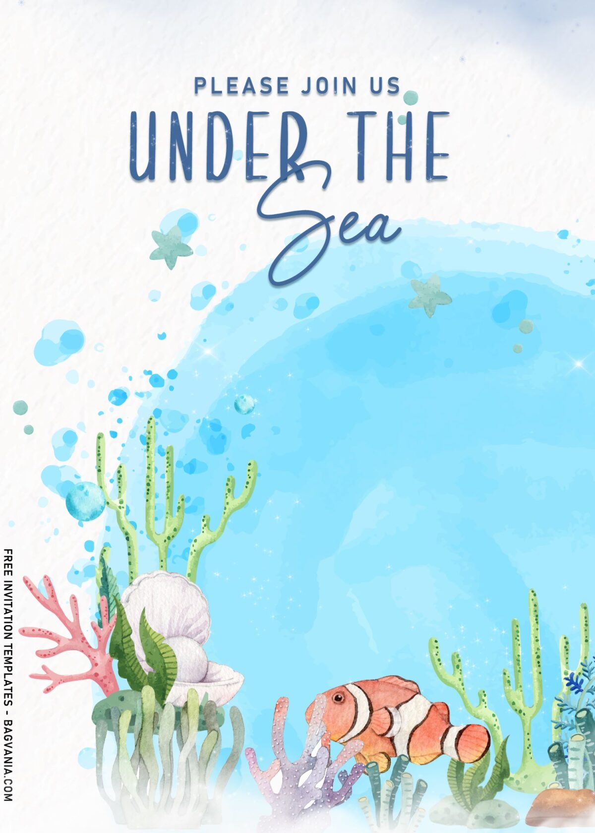 7+ Under The Sea Themed Birthday Invitation Templates with Watercolor Coral and Reef