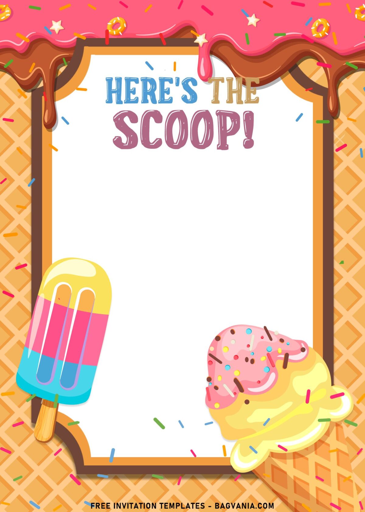 9+ Ice Cream Party Invitation Templates For Kids with rainbow ice cream stick
