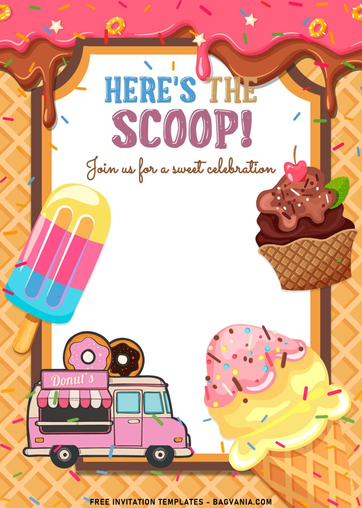 9+ Ice Cream Party Invitation Templates For Kids with ice cream van