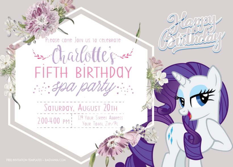 10+ Rainbow In Little Pony Blossom Birthday Invitation Templates Title