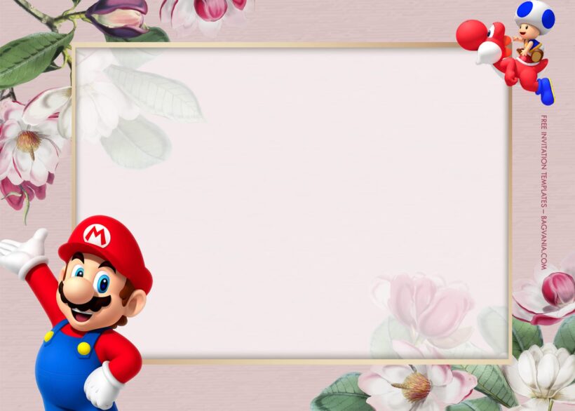 10+ Super Mario Bros Floral Adventure Birthday Invitation Templates Type Eight