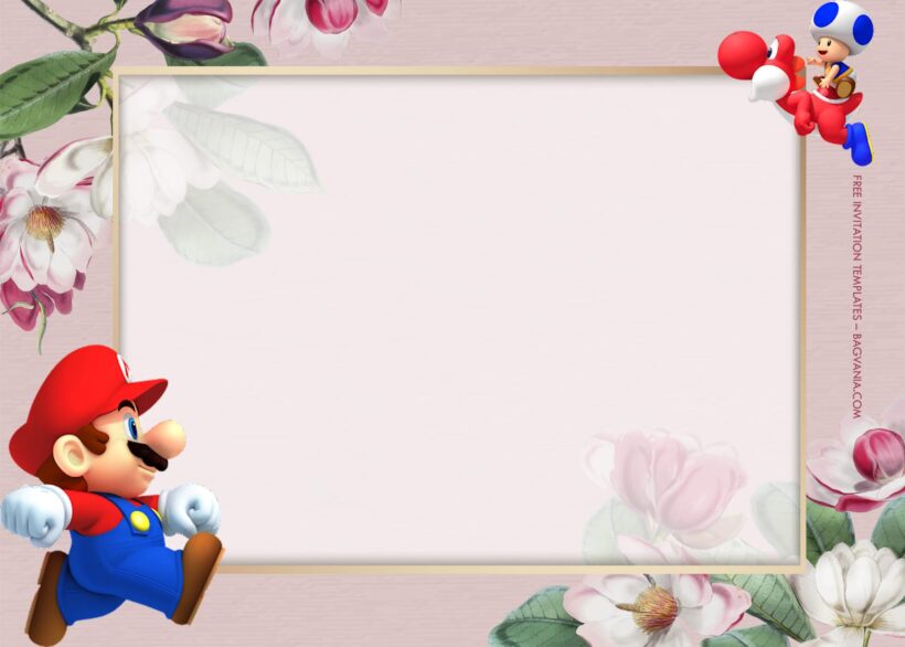 10+ Super Mario Bros Floral Adventure Birthday Invitation Templates Type Five