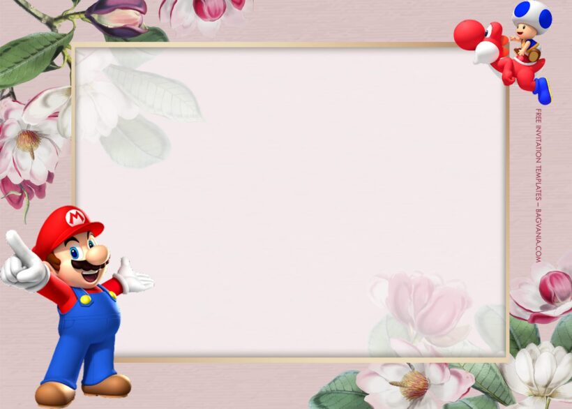 10+ Super Mario Bros Floral Adventure Birthday Invitation Templates Type Four