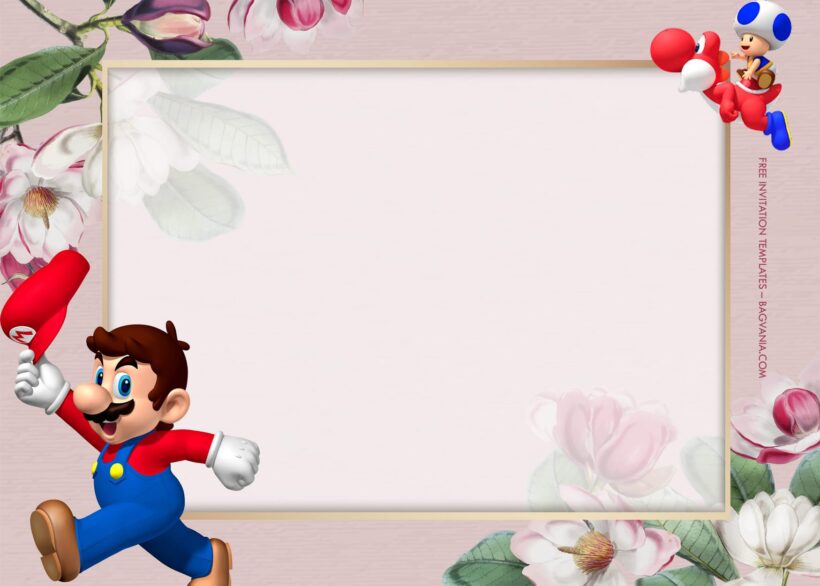 10+ Super Mario Bros Floral Adventure Birthday Invitation Templates Type Nine