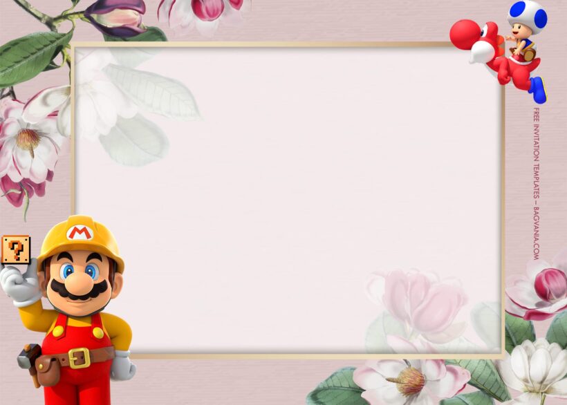 10+ Super Mario Bros Floral Adventure Birthday Invitation Templates Type Seven 