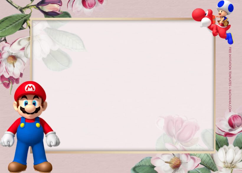 10+ Super Mario Bros Floral Adventure Birthday Invitation Templates Type Three