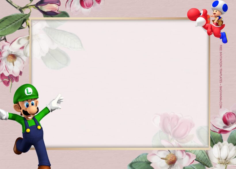 10+ Super Mario Bros Floral Adventure Birthday Invitation Templates Type Two