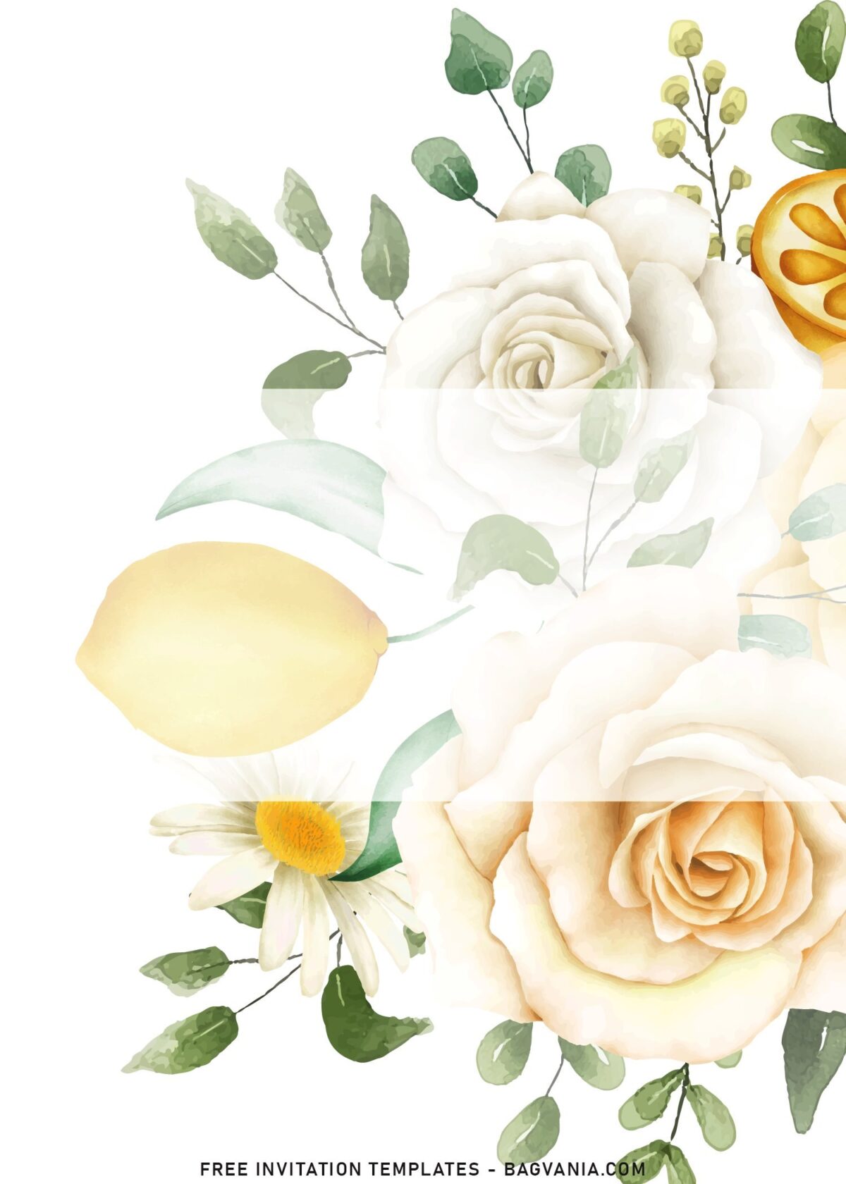 11+ Refreshing Lemon Drop Botanical Theme Birthday Invitation Templates with watercolor roses