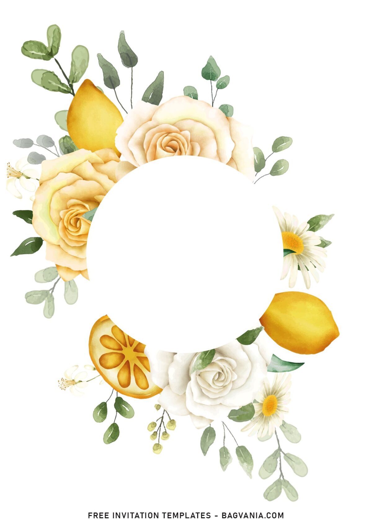 11+ Refreshing Lemon Drop Botanical Theme Birthday Invitation Templates with lemon wreath