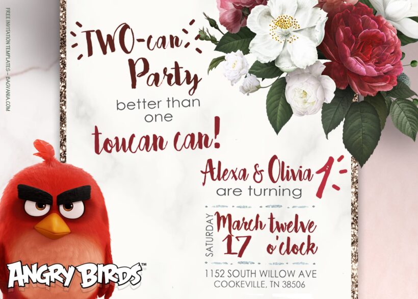 11+ Come Play Fiesta Angry Bird Party Birthday Invitation Templates Title