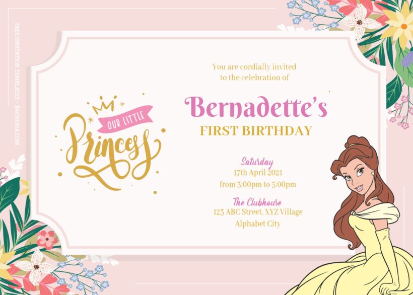 7+ Beauty And The Beast Princess Belle Birthday Invitation Templates Title