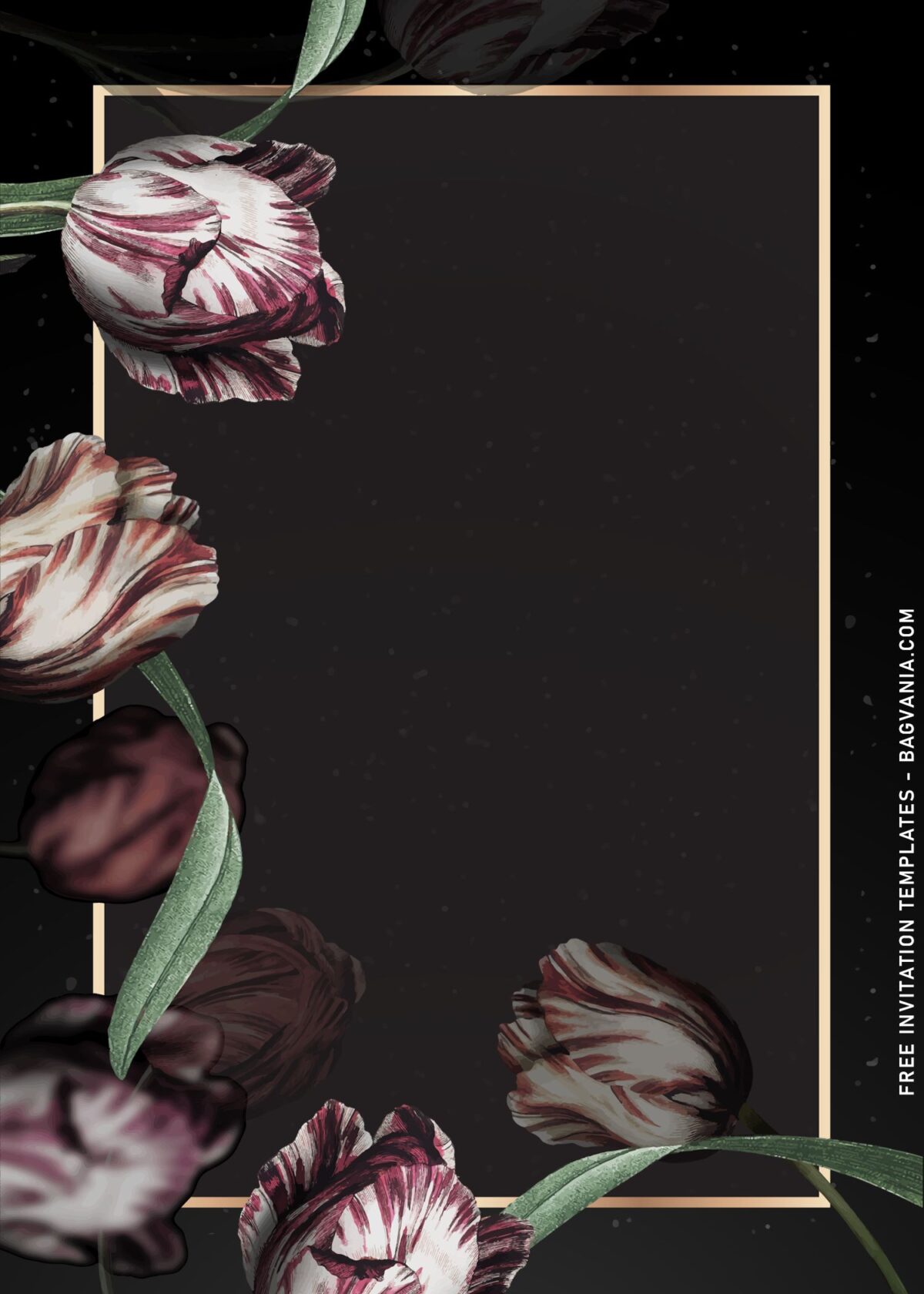 7+ Classy Tulip Birthday Invitation Templates with stunning gold frame