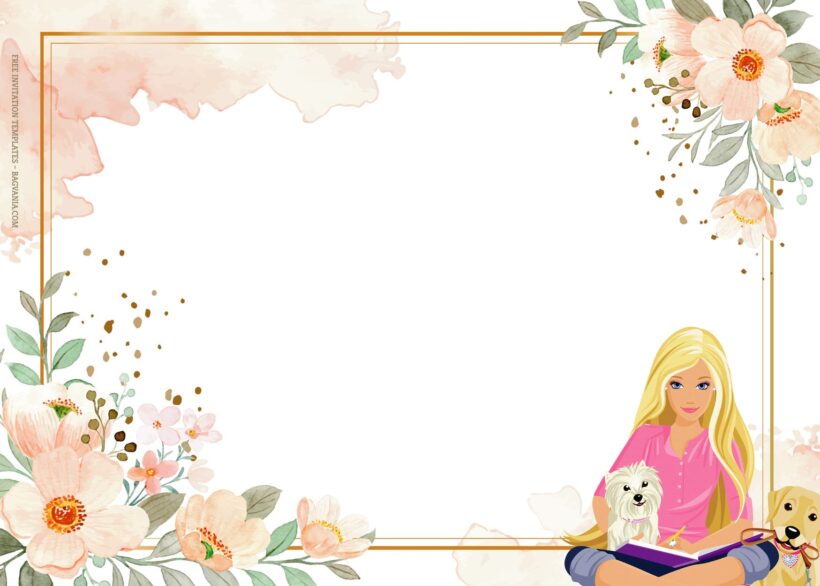 7+ Pretty Barbie Pop Star With Blossoming Floral Birthday Invitation Templates Type One