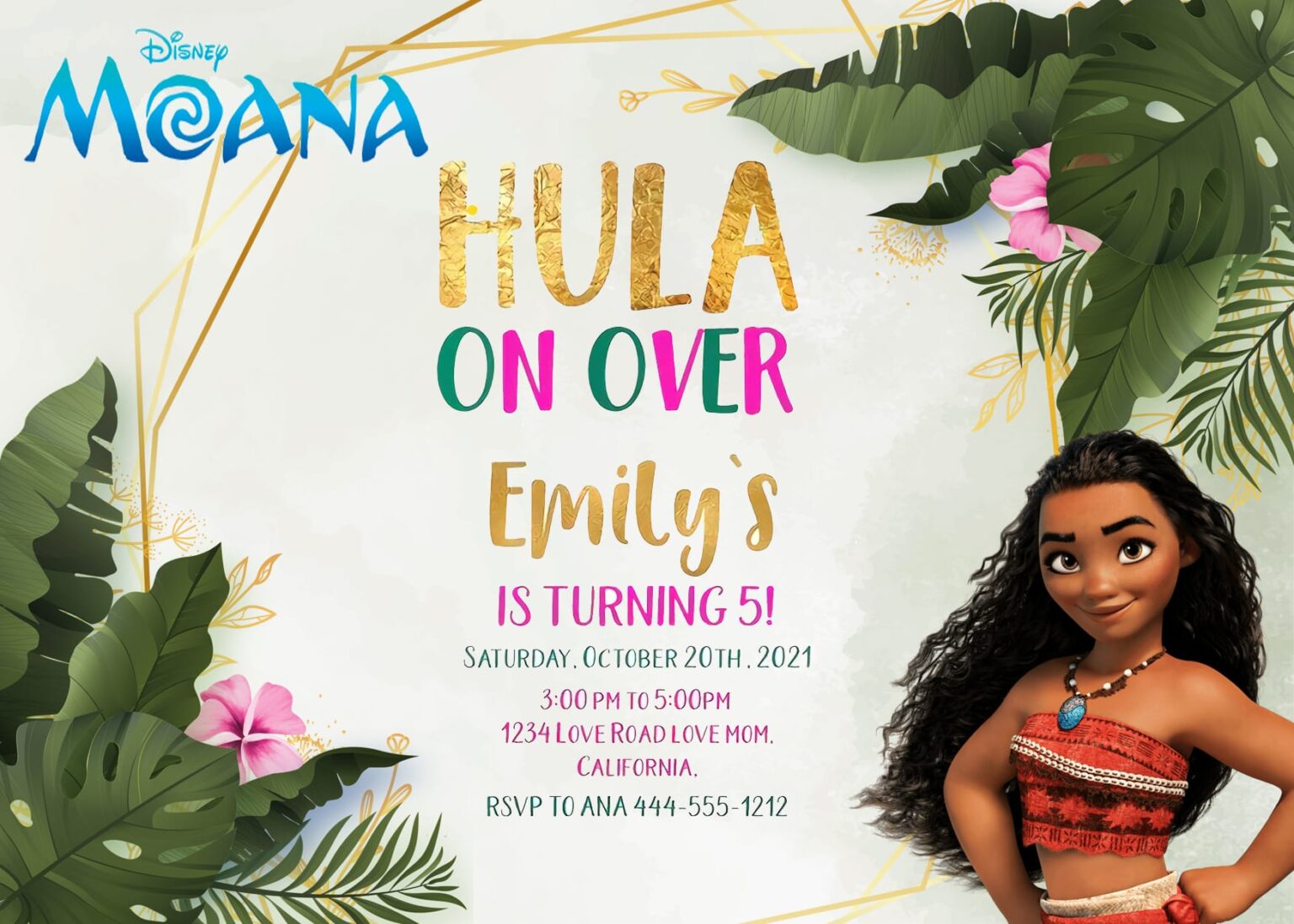 (Easily Edit PDF Invitation) Moana Birthday Invitation | FREE Printable ...