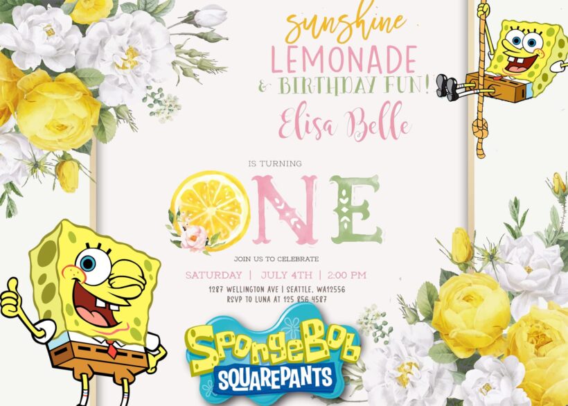 7+ Sunshine Under Water With Spongebob Squarepants Birthday Invitation Templates Title